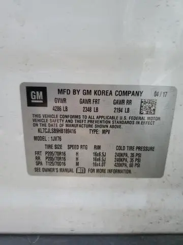 2017 CHEVROLET TRAX 1LT  