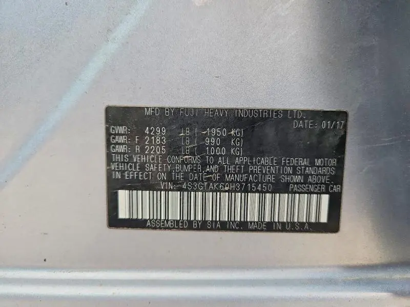 2017 SUBARU IMPREZA SPORT  