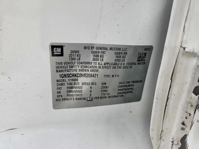 2017 CHEVROLET SUBURBAN C1500 LT  