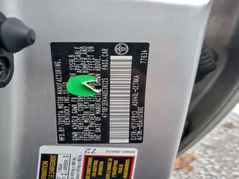 2010 TOYOTA CAMRY BASE  