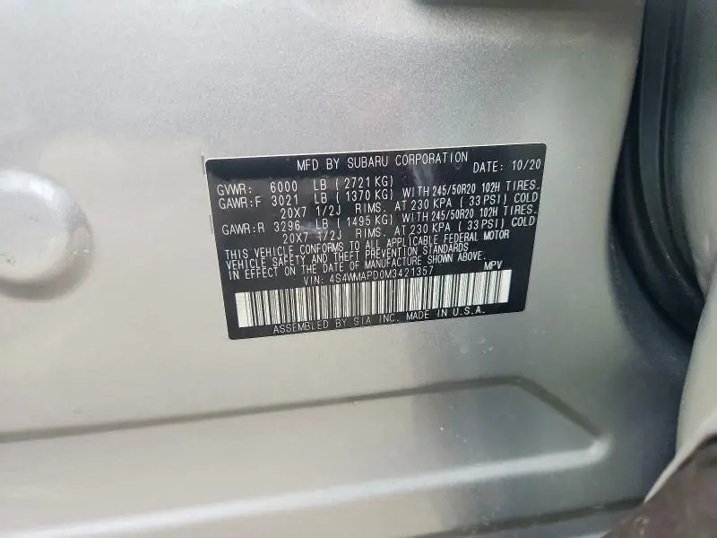 2021 SUBARU ASCENT LIMITED  