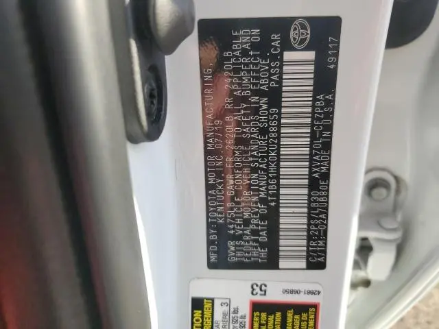 2019 TOYOTA CAMRY XSE  