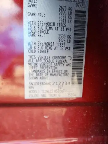 2022 NISSAN PATHFINDER SV  