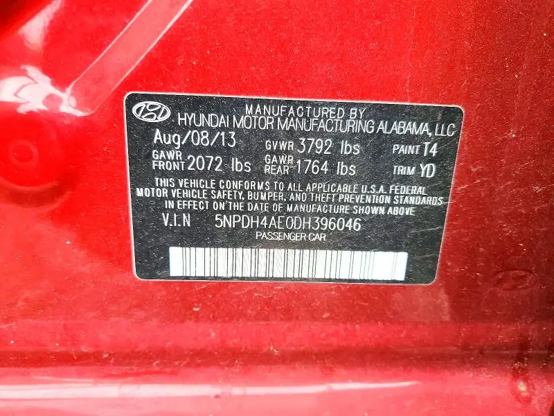2013 HYUNDAI ELANTRA GLS  