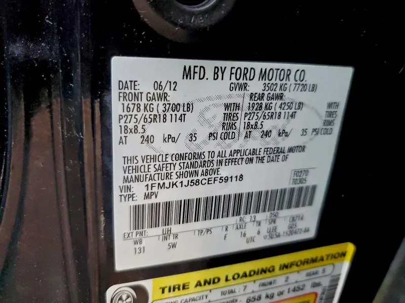 2012 FORD EXPEDITION EL XLT  