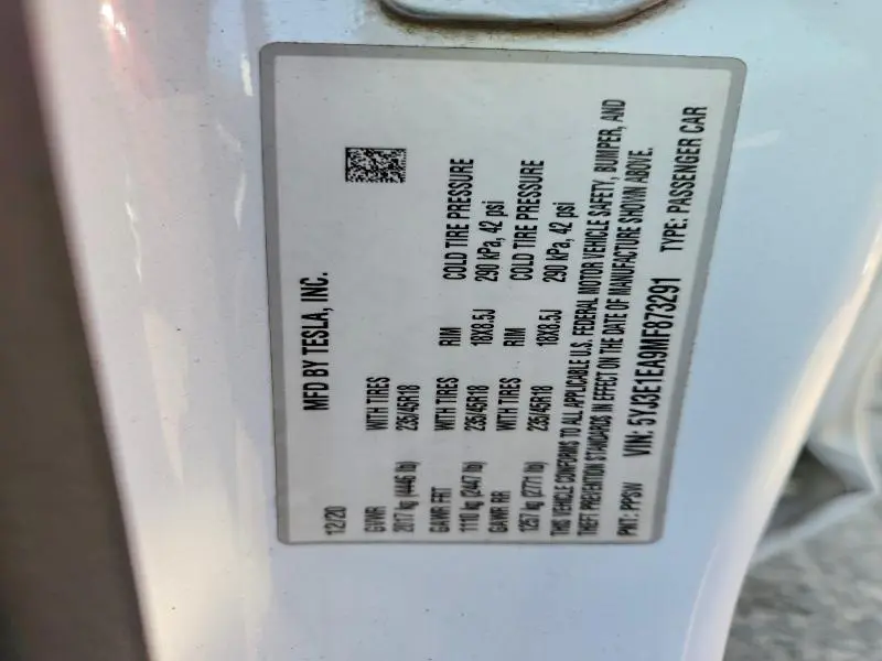 2021 TESLA MODEL 3   