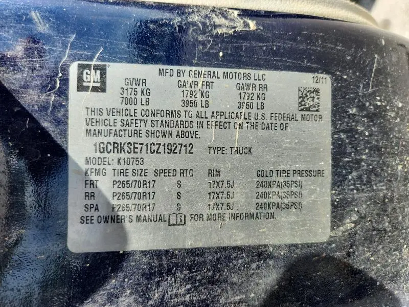 2012 CHEVROLET SILVERADO K1500 LT  