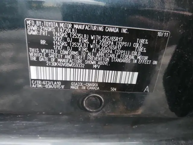 2011 TOYOTA RAV4 LIMITED  