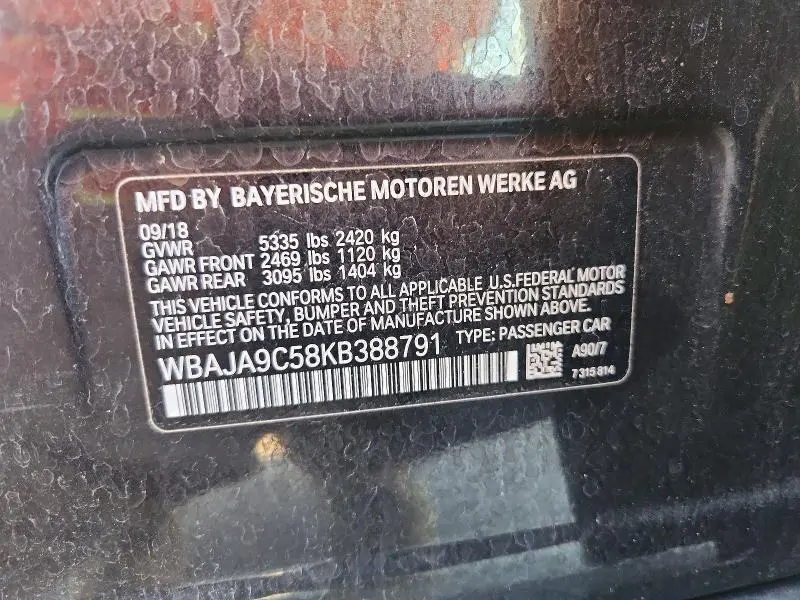 2019 BMW 530E   
