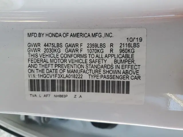 2020 HONDA ACCORD SPORT  