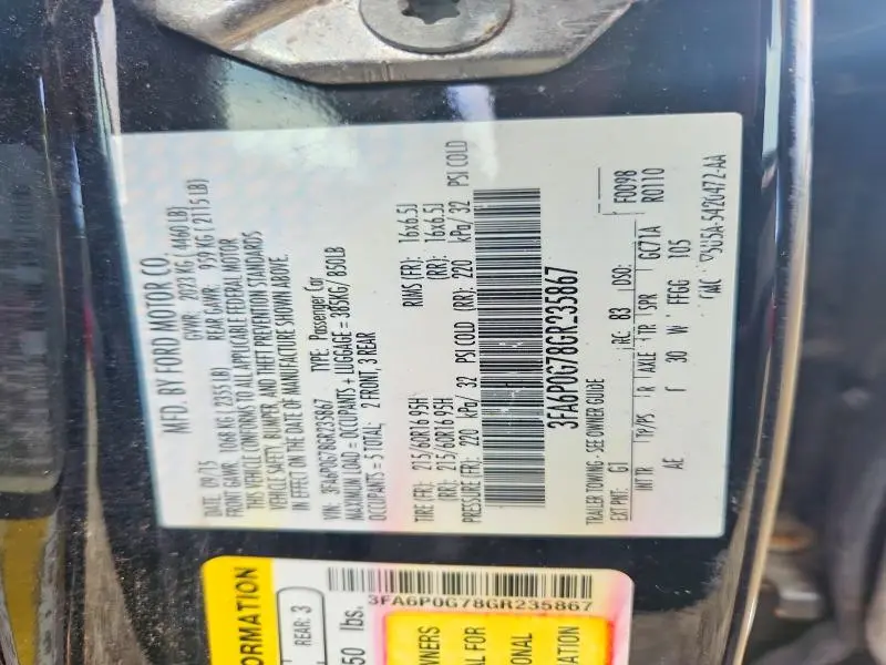 2016 FORD FUSION S  
