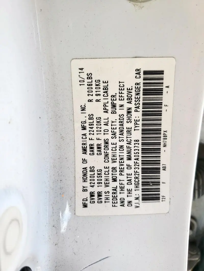 2015 HONDA ACCORD LX  