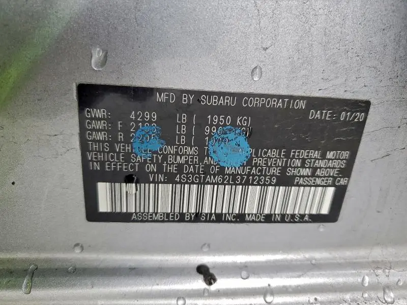 2020 SUBARU IMPREZA SPORT  