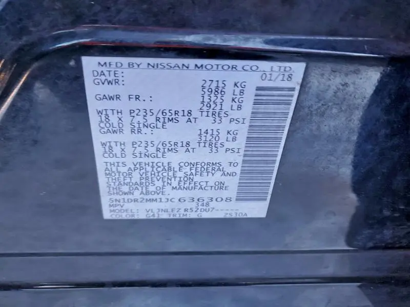 2018 NISSAN PATHFINDER S  