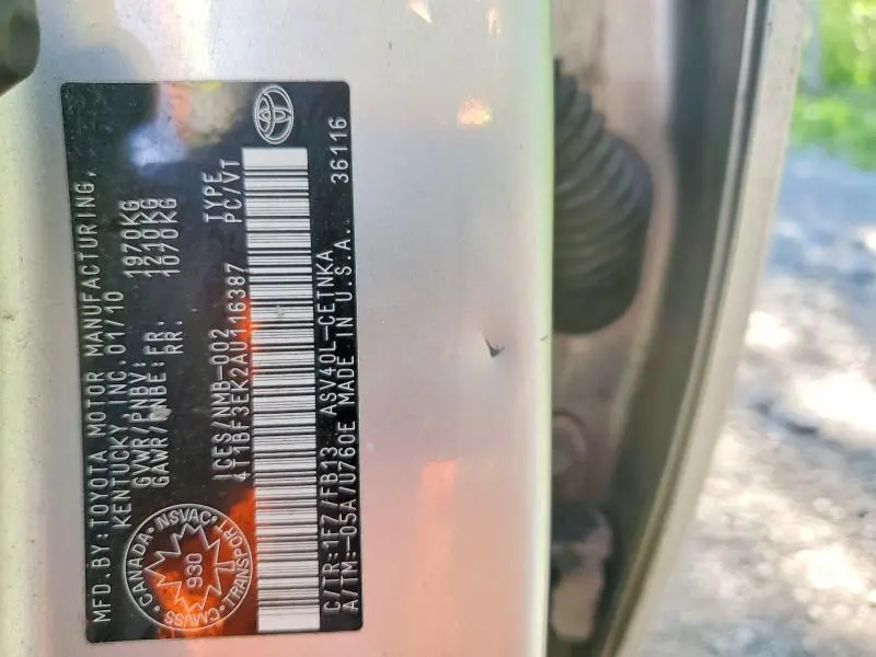 2010 TOYOTA CAMRY BASE  