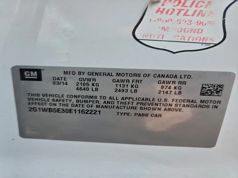 2014 CHEVROLET IMPALA LIMITED LT  