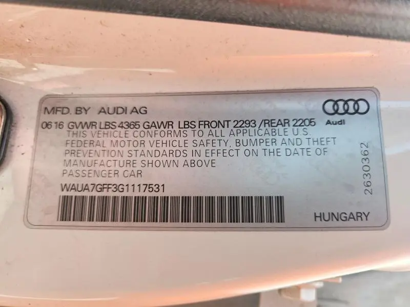 2016 AUDI A3 PREMIUM  