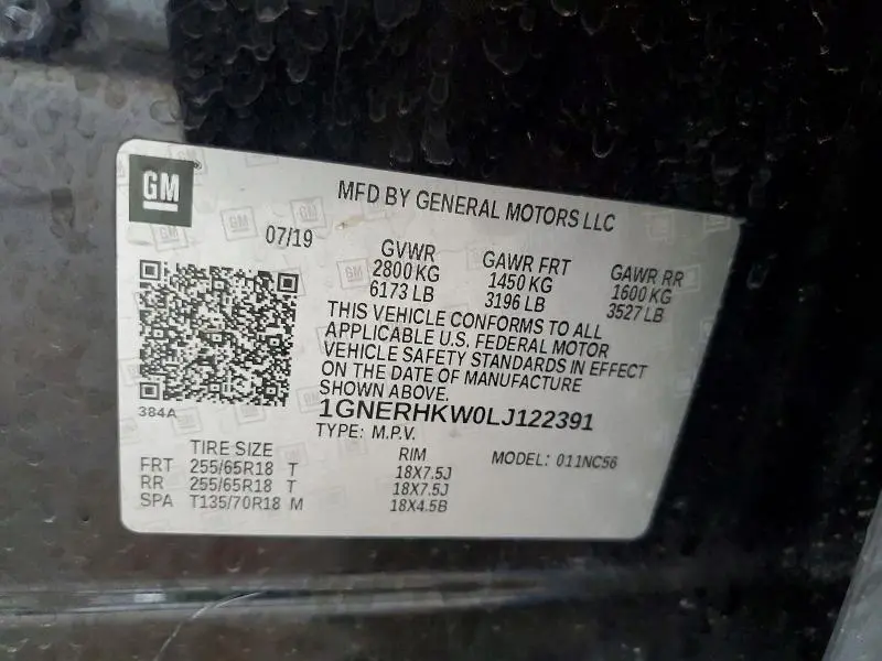 2020 CHEVROLET TRAVERSE LT  