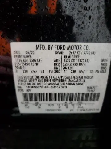 2020 FORD EXPLORER LIMITED  