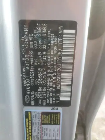 2016 HYUNDAI SANTA FE SE  