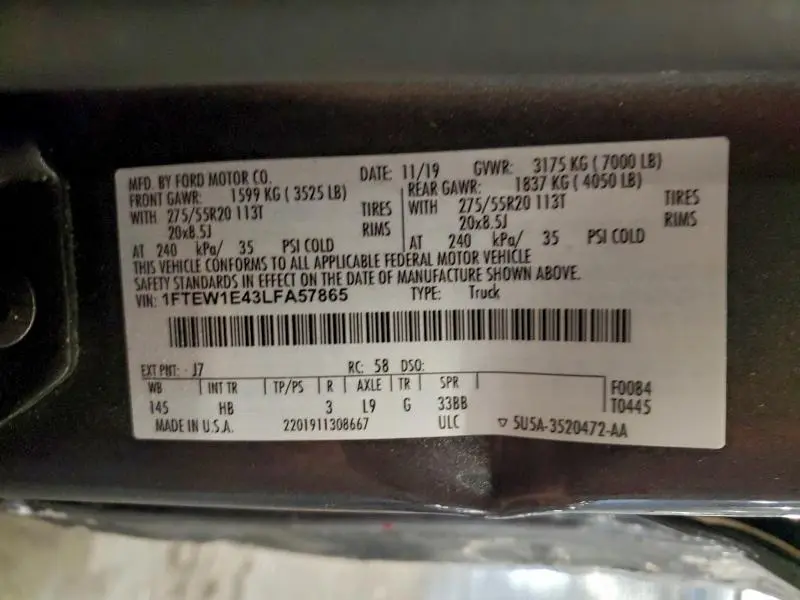 2020 FORD F150 SUPERCREW  