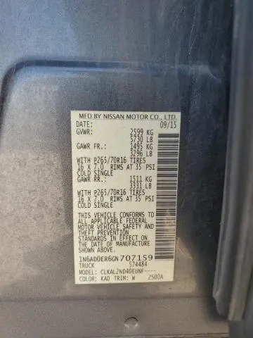 2016 NISSAN FRONTIER S  