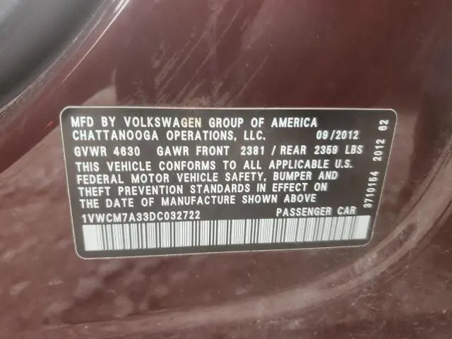 2013 VOLKSWAGEN PASSAT SEL  