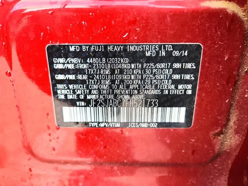 2015 SUBARU FORESTER 2.5I  