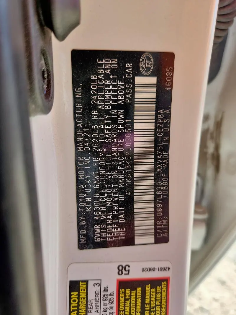 2021 TOYOTA CAMRY XSE  