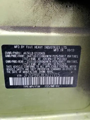 2014 SUBARU XV CROSSTREK 2.0I HYBRID  