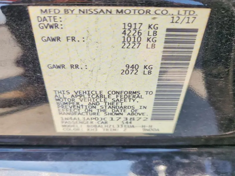 2018 NISSAN ALTIMA 2.5 SR  