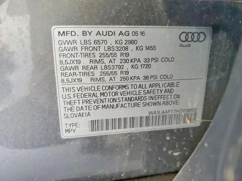 2017 AUDI Q7 PREMIUM PLUS  