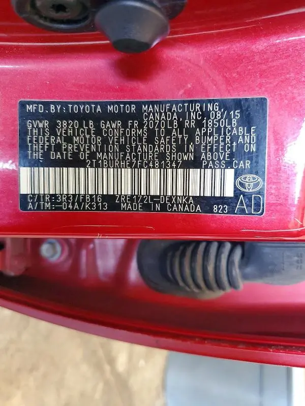 2015 TOYOTA COROLLA L  