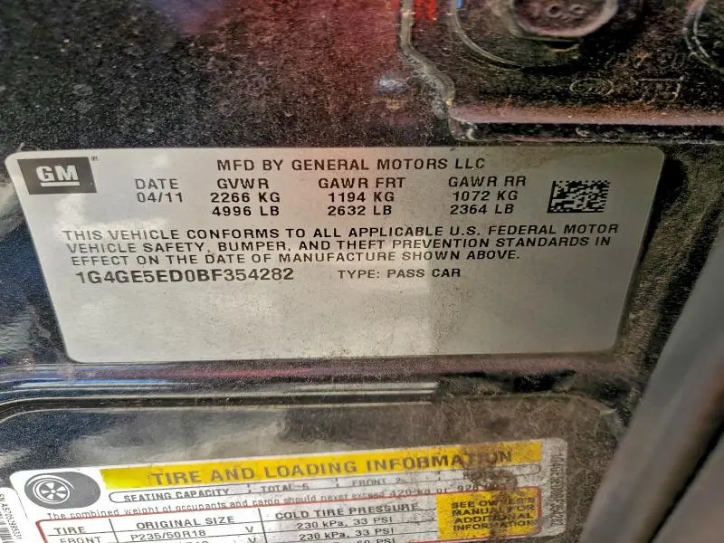 2011 BUICK LACROSSE CXS  