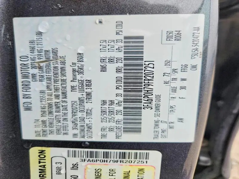 2015 FORD FUSION SE  