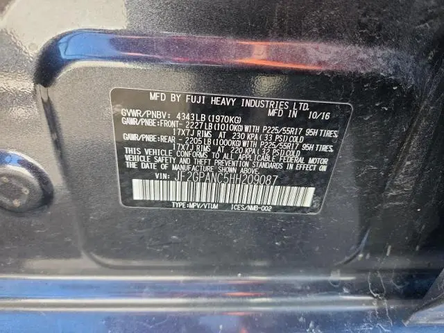 2017 SUBARU CROSSTREK LIMITED  