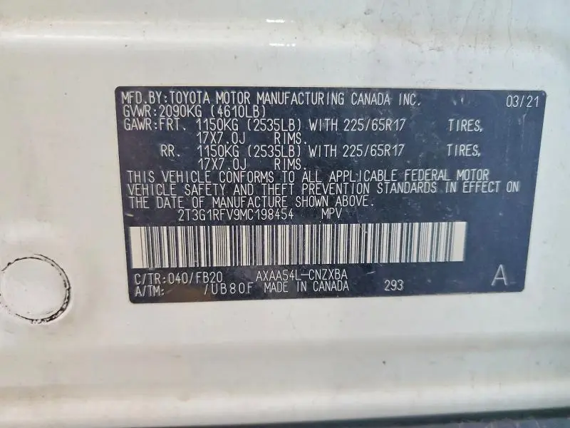 2021 TOYOTA RAV4 LE  