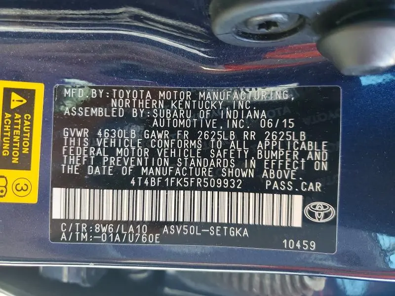 2015 TOYOTA CAMRY XLE  
