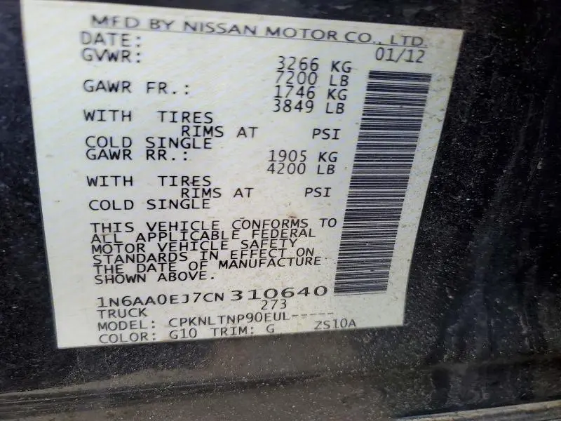 2012 NISSAN TITAN S  