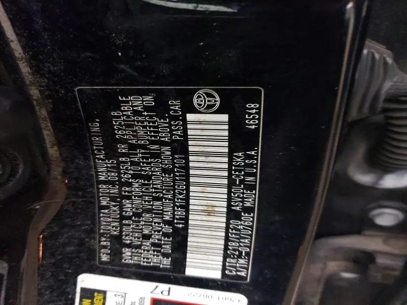 2016 TOYOTA CAMRY SE  