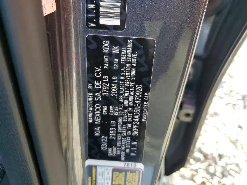 2022 KIA FORTE LXS  