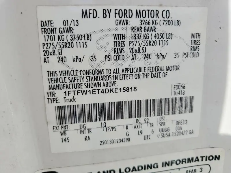 2013 FORD F150 SUPERCREW  