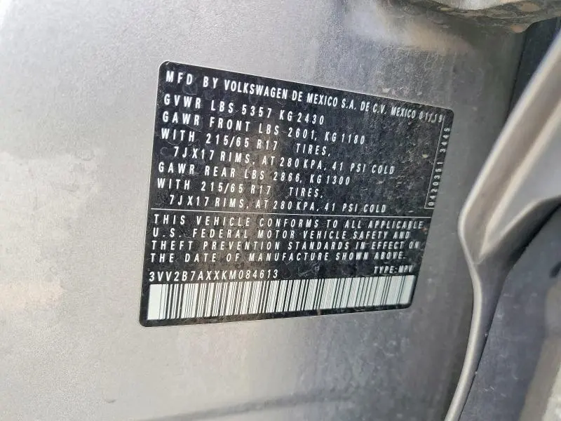 2019 VOLKSWAGEN TIGUAN SE  
