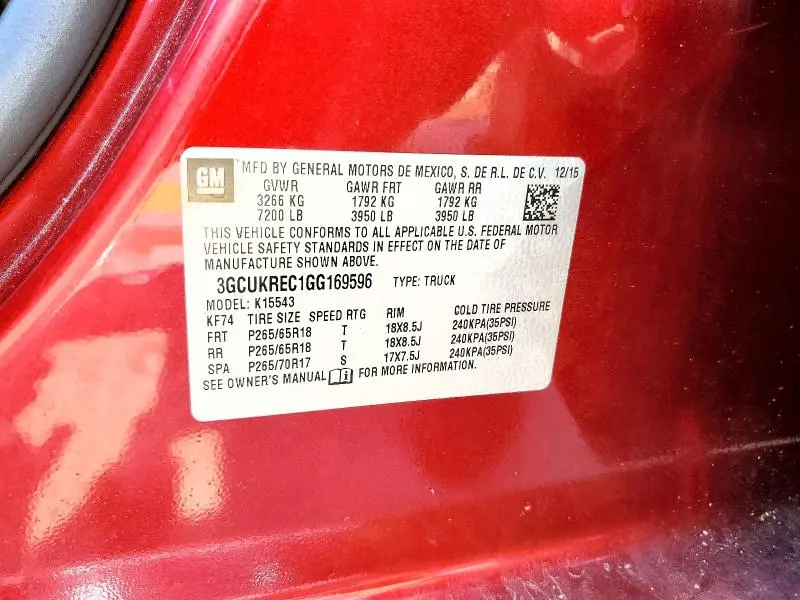 2016 CHEVROLET SILVERADO K1500 LT