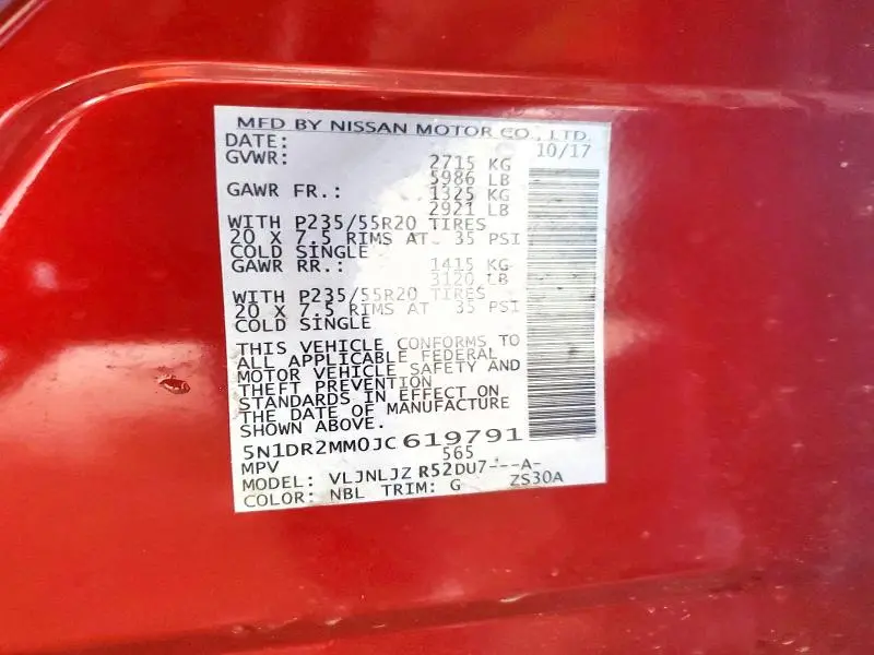 2018 NISSAN PATHFINDER PLATINUM  