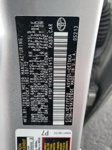 2012 TOYOTA CAMRY BASE  