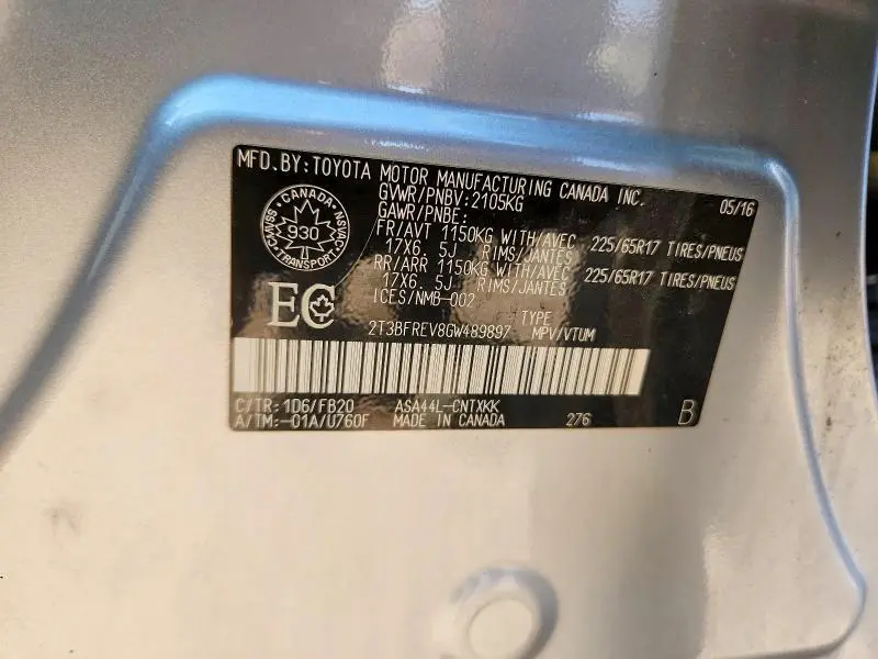 2016 TOYOTA RAV4 LE  