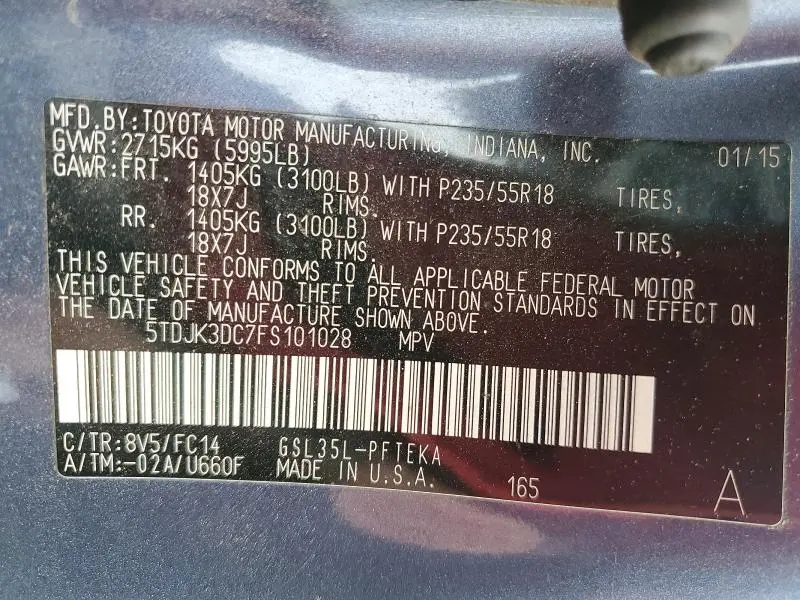 2015 TOYOTA SIENNA LE  