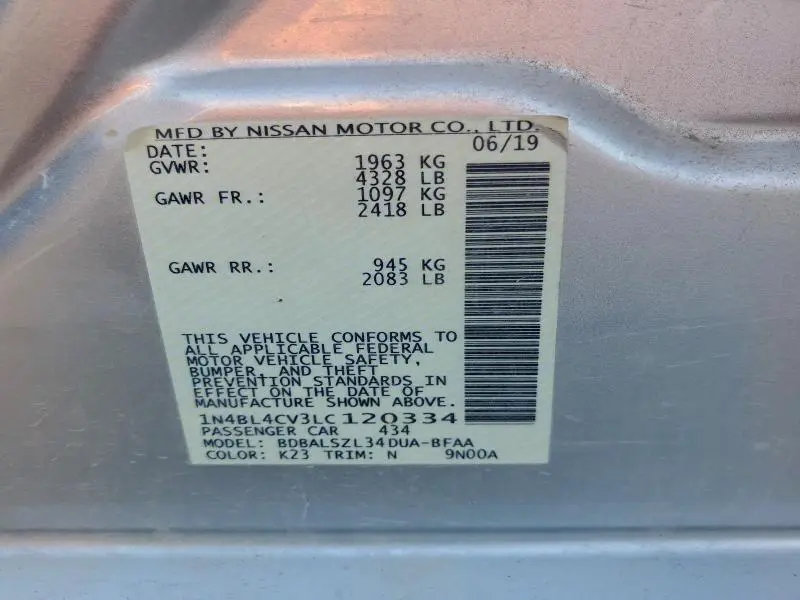 2020 NISSAN ALTIMA SR  