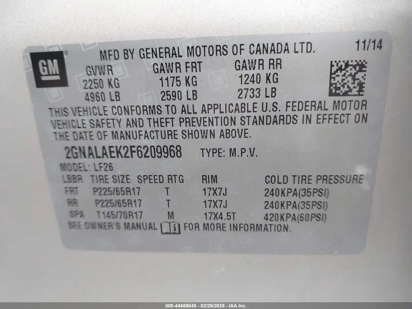 2015 CHEVROLET EQUINOX LS